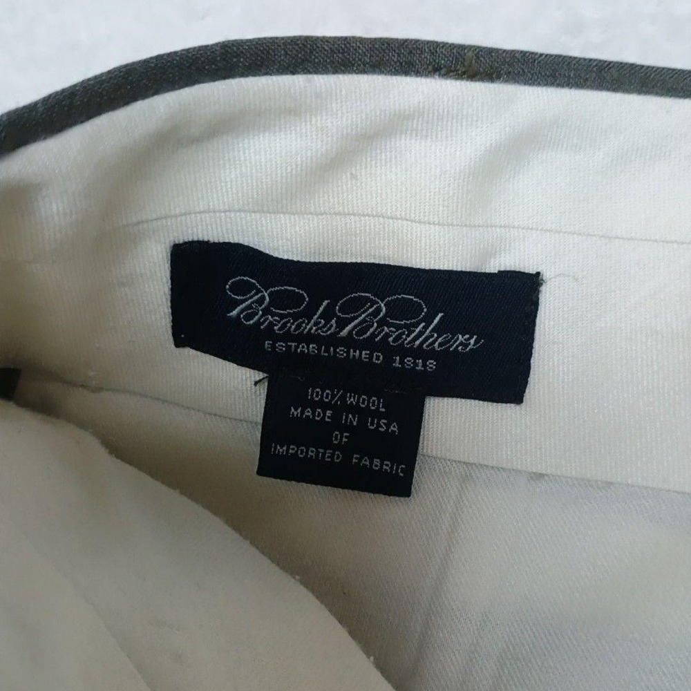 Brooks Brothers Pants Men 33x30 Gray Pleated Wool Straight Dress Suit Slacks USA - Picture 10 of 14